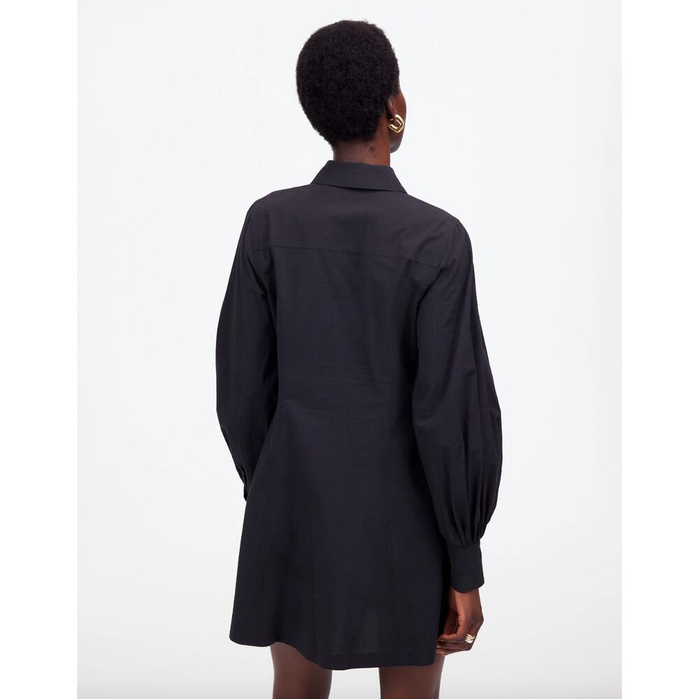 Madewell Seamed Long Sleeve Mini Shirtdress Poplin Black Minimalist US 8 NWT - Picture 4 of 13